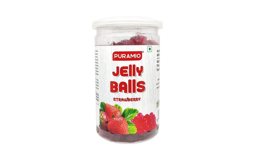 Puramio Jelly Balls Strawberry    Plastic Jar  300 grams